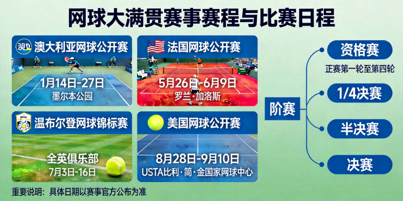 网球大满贯赛事赛程与比赛日程